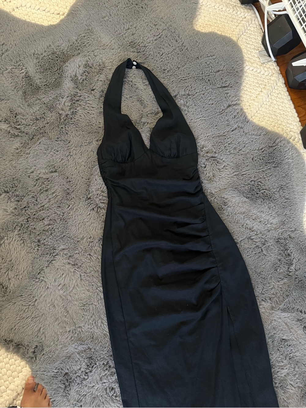 Zara Black Backless Halter Midi Dress